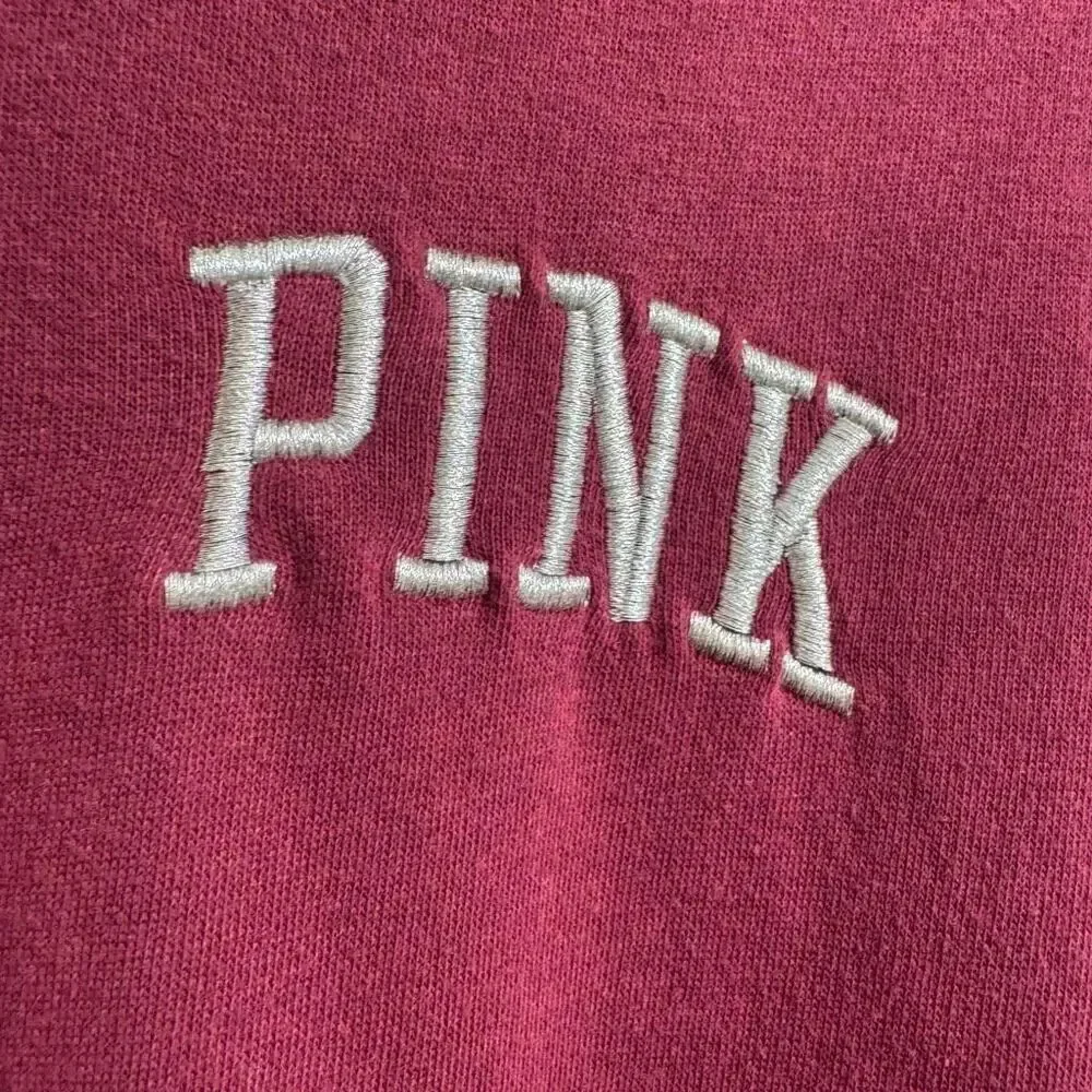 PINK Victorias Secret Maroon Varsity Cowl Neck Hooded Sweater Large